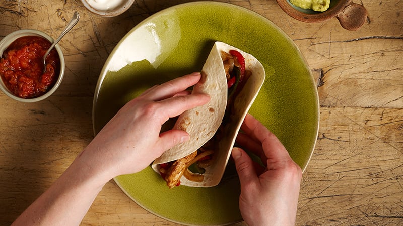 How to fold a fajita – Step 2